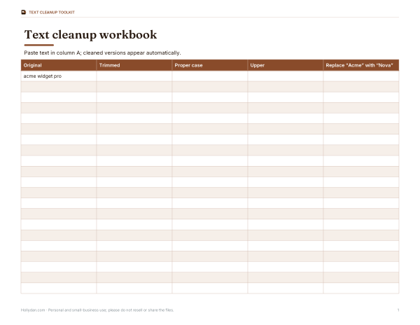 Preview of Text Cleanup Workbook